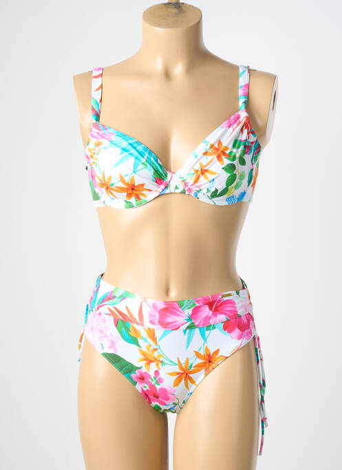 Maillot de bain 2 pièces stretch haut soutien-gorge emboitant blanc MISS CARAÏBES femme