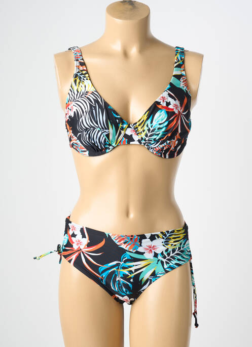Maillot de bain 2 pièces stretch haut soutien-gorge emboitant noir LAGON BLEU femme