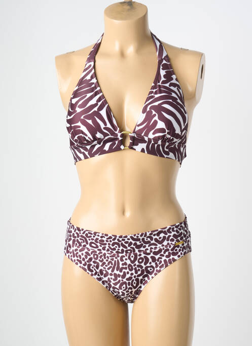 Maillot de bain 2 pièces stretch haut triangles violet MISS CARAÏBES femme
