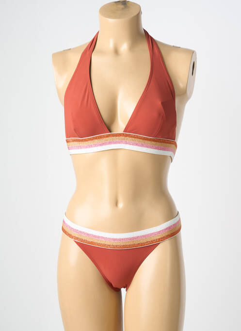 Maillot de bain 2 pièces stretch haut triangles orange TATIANE DE FREITAS femme
