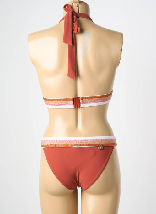 Maillot de bain 2 pièces stretch haut triangles orange TATIANE DE FREITAS femme