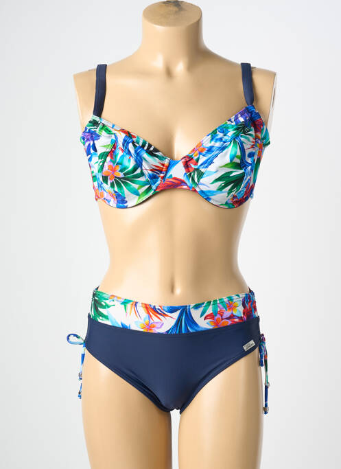 Maillot de bain 2 pièces stretch haut soutien-gorge emboitant bleu MISS CARAÏBES femme