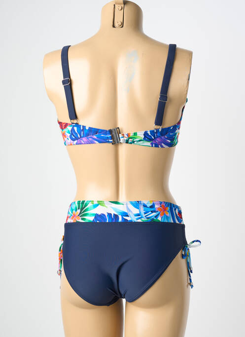 Maillot de bain 2 pièces stretch haut soutien-gorge emboitant bleu MISS CARAÏBES femme