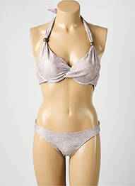 Maillot de bain 2 pièces stretch haut soutien-gorge moulé beige LOLITA ANGELS femme