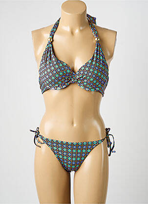 Maillot de bain 2 pièces stretch haut soutien-gorge moulé bleu LOLITA ANGELS femme