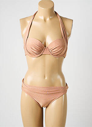 Maillot de bain 2 pièces stretch haut soutien-gorge moulé beige BLUELOBSTER femme