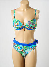 Maillot de bain 2 pièces stretch haut soutien-gorge moulé bleu MISS CARAÏBES femme