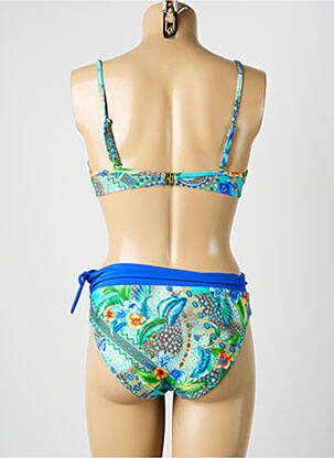 Maillot de bain 2 pièces stretch haut soutien-gorge moulé bleu MISS CARAÏBES femme