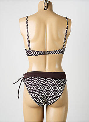 Maillot de bain 2 pièces stretch haut soutien-gorge moulé marron MISS CARAÏBES femme