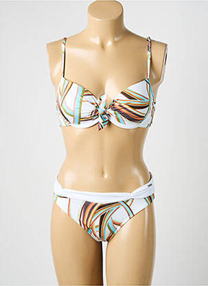 Maillot de bain 2 pièces stretch haut soutien-gorge moulé blanc MISS CREEKS femme