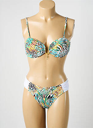 Maillot de bain 2 pièces stretch haut soutien-gorge moulé vert MISS CARAÏBES femme