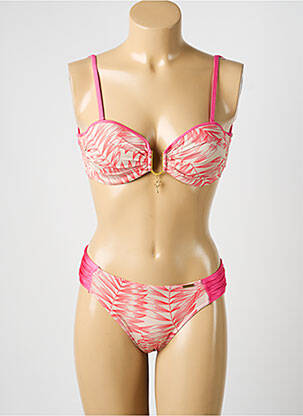 Maillot de bain 2 pièces stretch haut soutien-gorge moulé rose MISS CARAÏBES femme