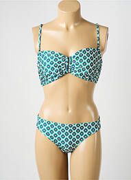 Maillot de bain 2 pièces stretch haut bandeau vert LAGON BLEU femme