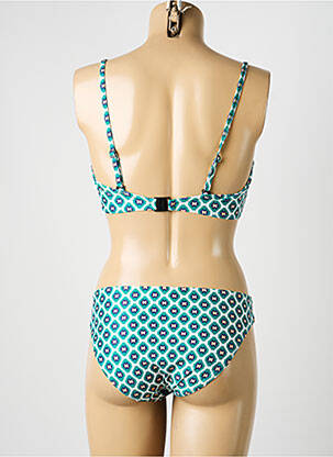 Maillot de bain 2 pièces stretch haut bandeau vert LAGON BLEU femme