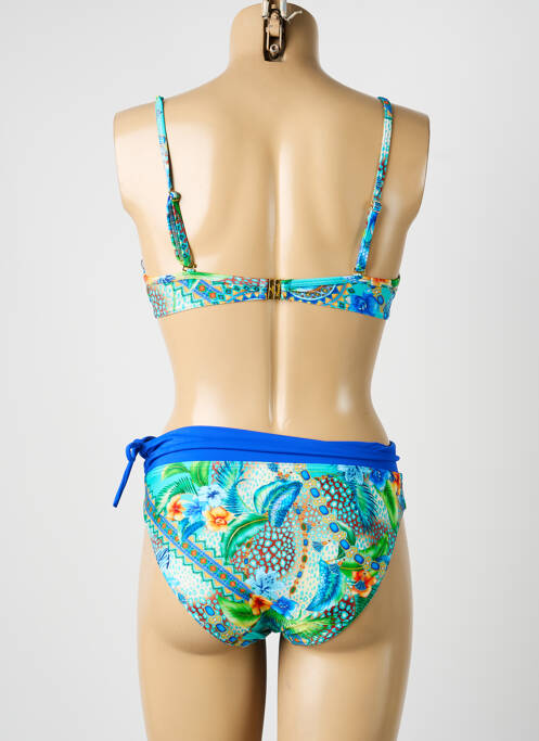 Maillot de bain 2 pièces stretch haut soutien-gorge moulé bleu MISS CARAÏBES femme