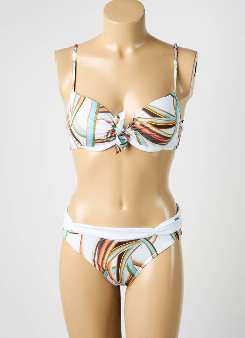 Maillot de bain 2 pièces stretch haut soutien-gorge moulé blanc MISS CREEKS femme