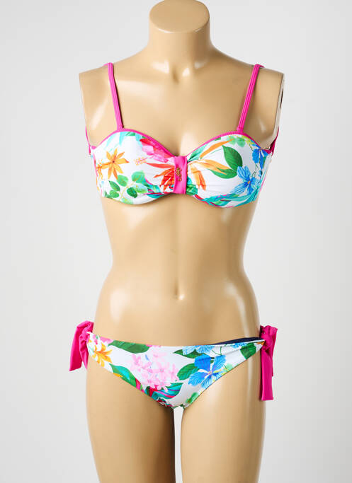 Maillot de bain 2 pièces stretch haut soutien-gorge moulé rose MISS CARAÏBES femme