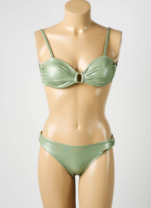 Maillot de bain 2 pièces stretch haut soutien-gorge moulé vert MISS CARAÏBES femme