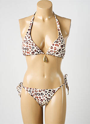 Maillot de bain 2 pièces stretch haut soutien-gorge avec mousse de rembourrage amovible beige DOLLY & JANE femme
