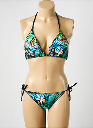 Maillot de bain 2 pièces stretch haut soutien-gorge avec mousse de rembourrage amovible noir MISS CARAÏBES femme
