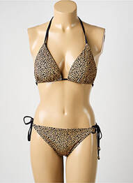 Maillot de bain 2 pièces stretch haut soutien-gorge avec mousse de rembourrage amovible beige KIWI femme