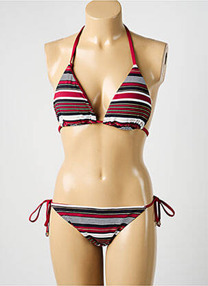 Maillot de bain 2 pièces stretch haut soutien-gorge avec mousse de rembourrage amovible rouge KIWI femme