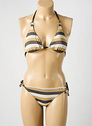 Maillot de bain 2 pièces stretch haut soutien-gorge avec mousse de rembourrage amovible or LIVIA femme