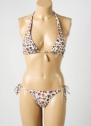 Maillot de bain 2 pièces stretch haut soutien-gorge avec mousse de rembourrage amovible beige DOLLY & JANE femme
