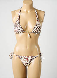 Maillot de bain 2 pièces stretch haut soutien-gorge avec mousse de rembourrage amovible beige DOLLY & JANE femme