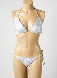 Maillot de bain 2 pièces stretch haut soutien-gorge balconnet argent MISS CARAÏBES femme