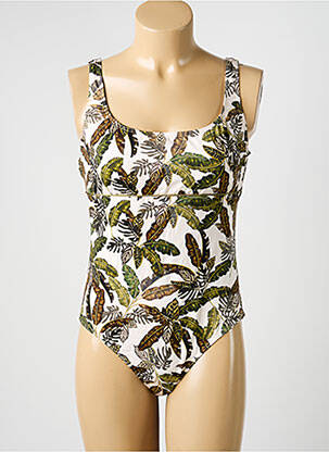 Maillot de bain 1 pièce effet matière satinée beige KIWI femme