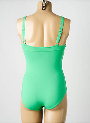 Maillot de bain 1 pièce effet matière satinée haut soutien-gorge moulé vert LIVIA femme