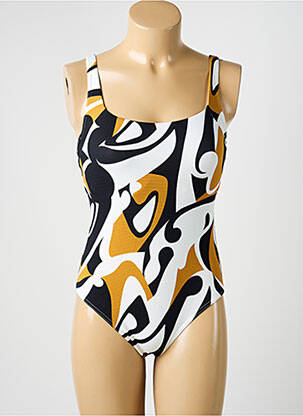 Maillot de bain 1 pièce imprimé fantaisie haut triangles beige BLUELOBSTER femme
