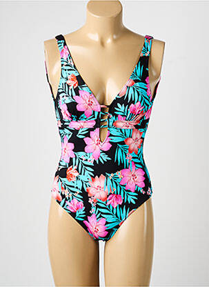Maillot de bain 1 pièce effet matière satinée haut soutien-gorge balconnet noir LOLITA ANGELS femme