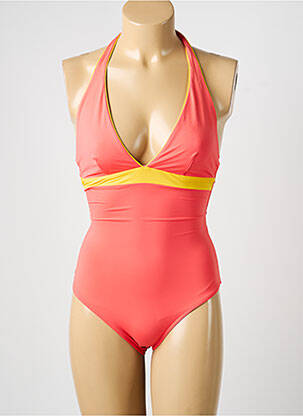 Maillot de bain 1 pièce effet matière satinée haut soutien-gorge balconnet orange KIWI femme