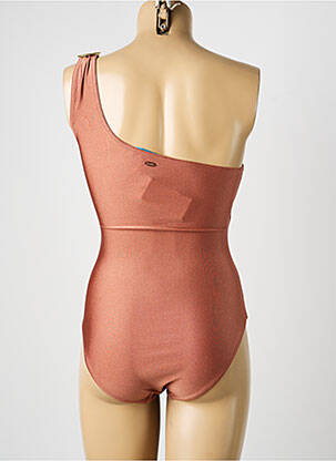 Maillot de bain 1 pièce effet matière satinée marron BLUELOBSTER femme