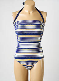 Maillot de bain 1 pièce bretelles élastiquées amovibles haut bandeau bleu KIWI femme