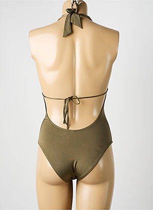 Maillot de bain 1 pièce effet matière satinée haut soutien-gorge avec mousse de rembourrage amovible vert DOLLY & JANE femme