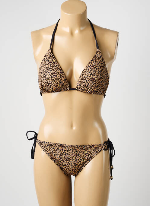 Maillot de bain 2 pièces stretch haut soutien-gorge avec mousse de rembourrage amovible beige KIWI femme