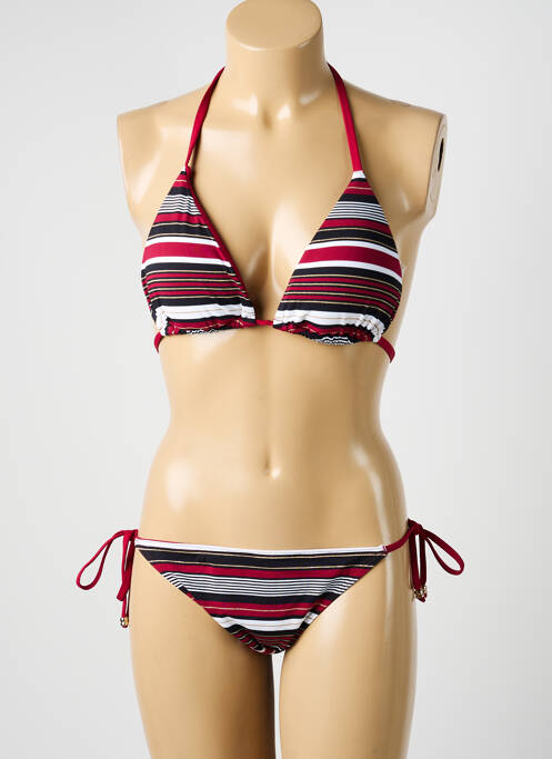Maillot de bain 2 pièces stretch haut soutien-gorge avec mousse de rembourrage amovible rouge KIWI femme