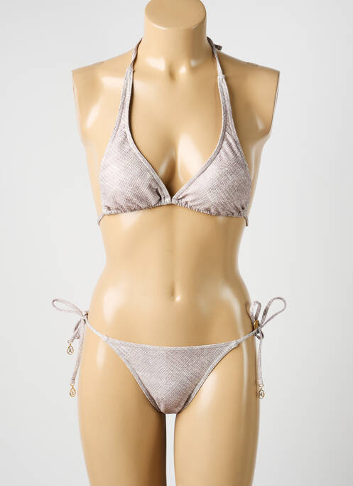Maillot de bain 2 pièces stretch haut soutien-gorge avec mousse de rembourrage amovible beige LOLITA ANGELS femme