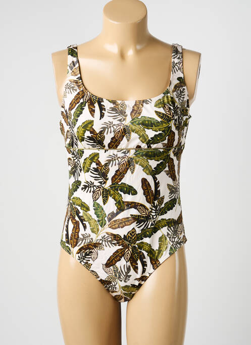 Maillot de bain 1 pièce effet matière satinée beige KIWI femme