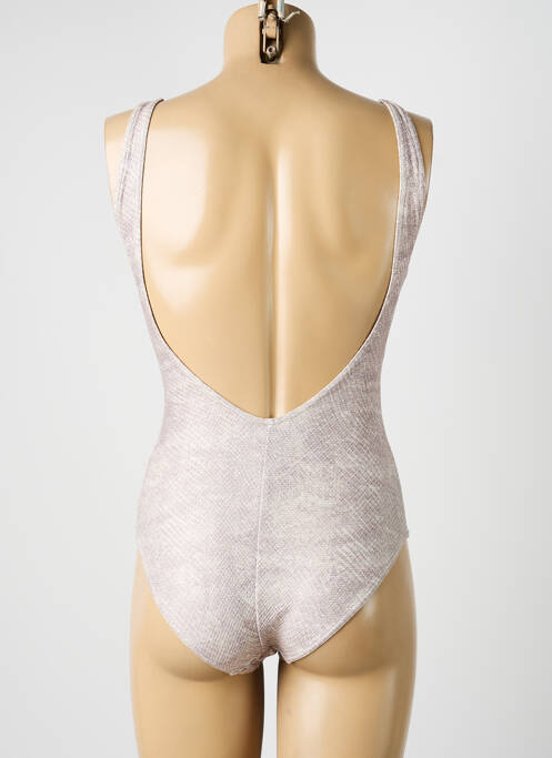 Maillot de bain 1 pièce effet matière satinée haut soutien-gorge balconnet beige LOLITA ANGELS femme