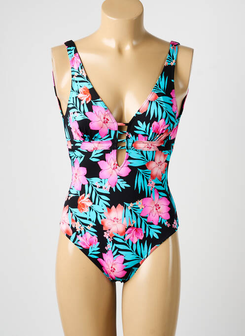 Maillot de bain 1 pièce effet matière satinée haut soutien-gorge balconnet noir LOLITA ANGELS femme