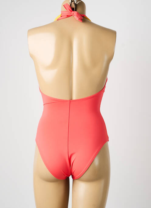 Maillot de bain 1 pièce effet matière satinée haut soutien-gorge balconnet orange KIWI femme