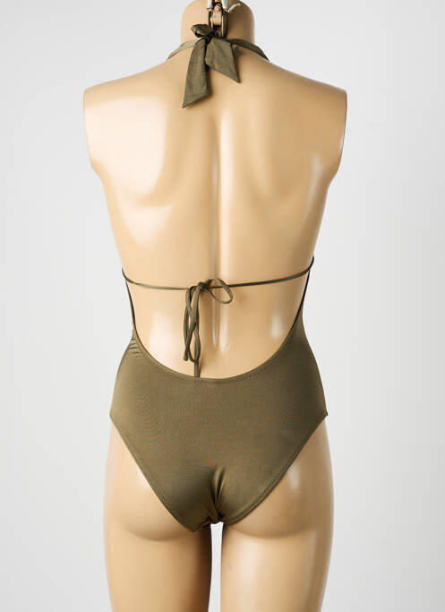 Maillot de bain 1 pièce effet matière satinée haut soutien-gorge avec mousse de rembourrage amovible vert DOLLY & JANE femme