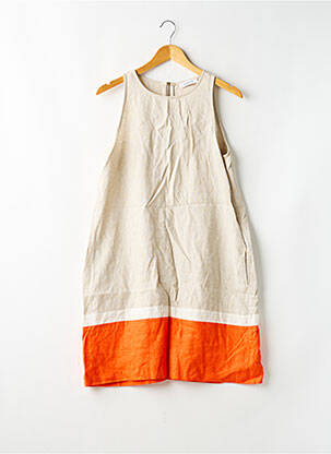 Robe mi-longue sans manche sans manche beige ALESSANDRA femme