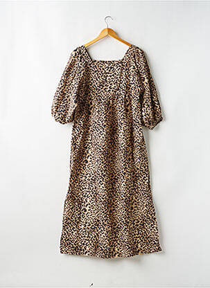 Robe longue coupe cintrée manches 3/4 marron MARÀVIC femme