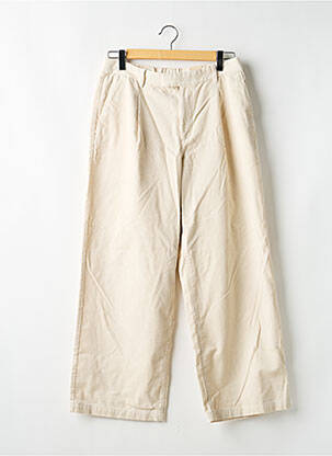 Pantalon droit fermeture zippée sous rabat boutonné taille normale beige MUJI femme