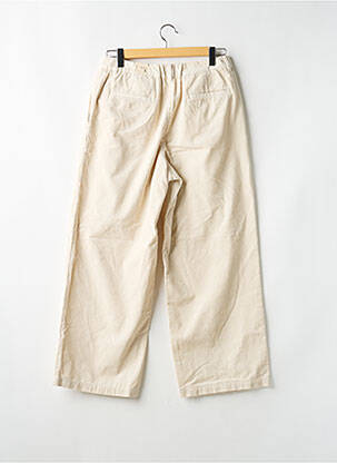 Pantalon droit fermeture zippée sous rabat boutonné taille normale beige MUJI femme
